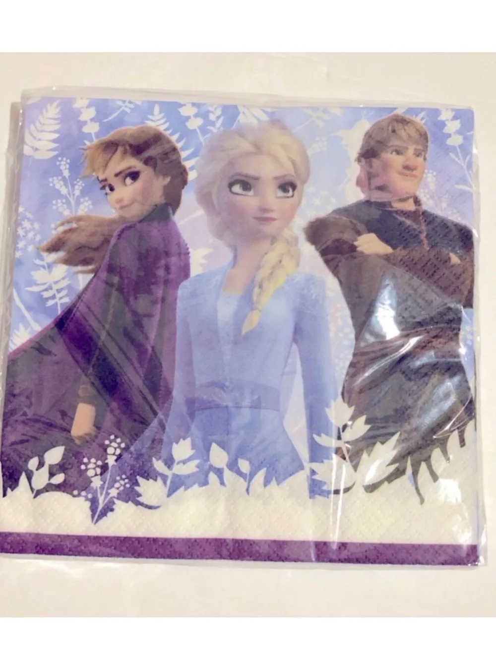 4/$16 NEW DISNEY Frozen II Paper Napkins Anna Elsa Kristoff 16ct White Blue